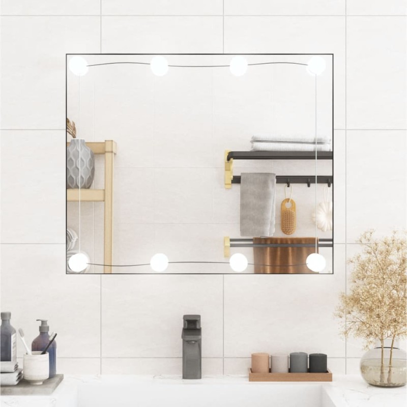 vidaXL Wandspiegel mit LED-Leuchten 50x60 cm Glas Rechteckig vidaXL Wandspiegel mit LED-Leuchten 50x60 cm Glas Rechteckig