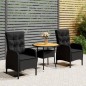 vidaXL 3-tlg. Garten-Bistro-Set Poly Rattan Schwarz vidaXL 3-tlg. Garten-Bistro-Set Poly Rattan Schwarz