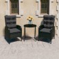 3-tlg. Bistro-Set Poly Rattan und Glas Schwarz 3-tlg. Bistro-Set Poly Rattan und Glas Schwarz
