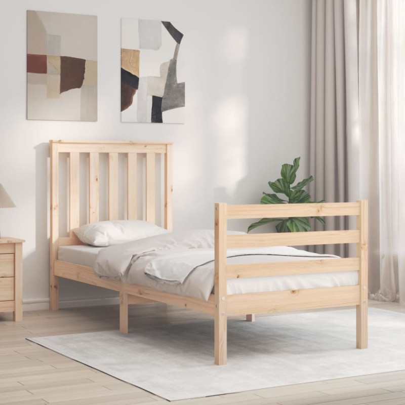 vidaXL Massivholzbett mit Kopfteil vidaXL Massivholzbett mit Kopfteil