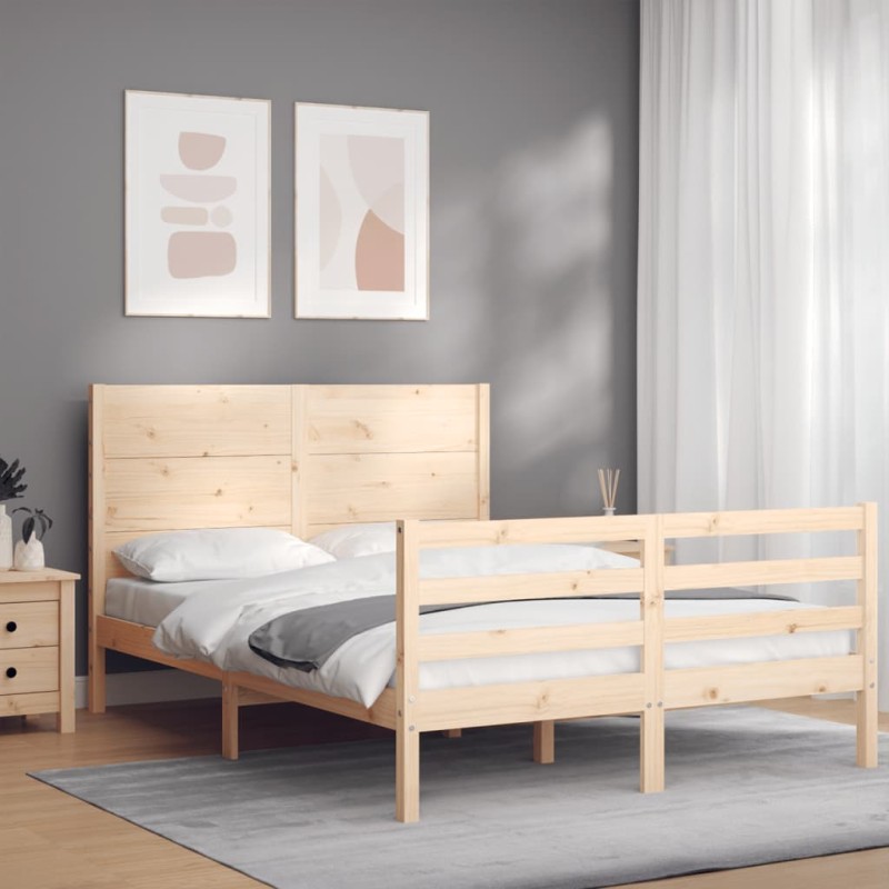 vidaXL Massivholzbett mit Kopfteil 120x200 cm vidaXL Massivholzbett mit Kopfteil 120x200 cm