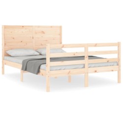 vidaXL Massivholzbett mit Kopfteil 120x200 cm