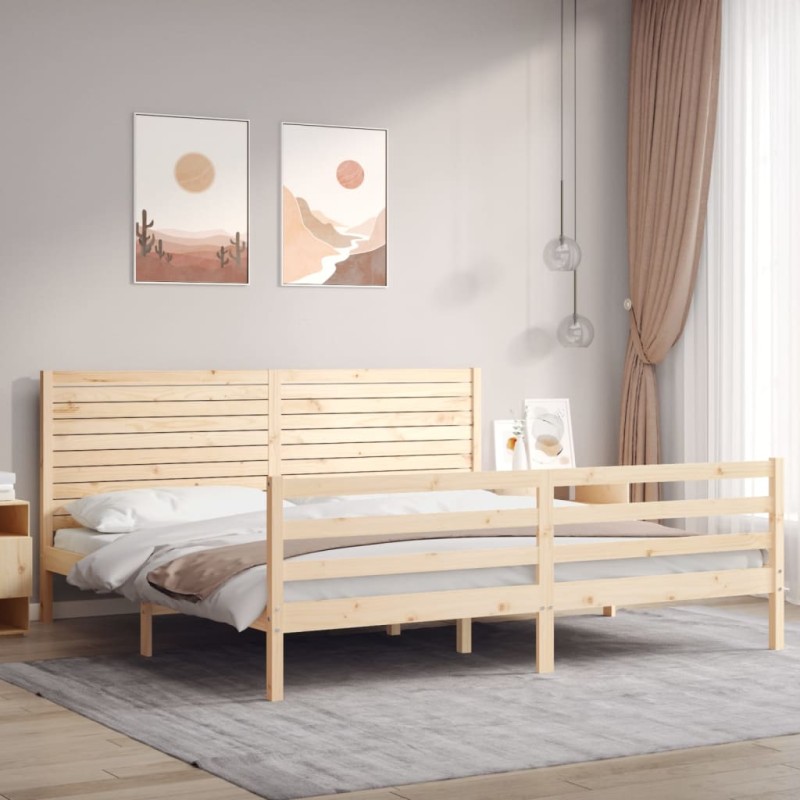 vidaXL Massivholzbett mit Kopfteil vidaXL Massivholzbett mit Kopfteil