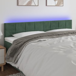 vidaXL LED Kopfteil Dunkelgrün 200x5x78/88 cm Samt