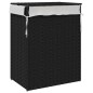 vidaXL Wäschekorb mit Deckel Schwarz 46x33x60 cm Poly Rattan vidaXL Wäschekorb mit Deckel Schwarz 46x33x60 cm Poly Rattan