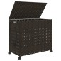 vidaXL Wäschekorb mit Rollen Dunkelbraun 66x35x60 cm Rattan vidaXL Wäschekorb mit Rollen Dunkelbraun 66x35x60 cm Rattan