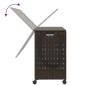 vidaXL Wäschekorb mit Rollen Dunkelbraun 66x35x60 cm Rattan vidaXL Wäschekorb mit Rollen Dunkelbraun 66x35x60 cm Rattan