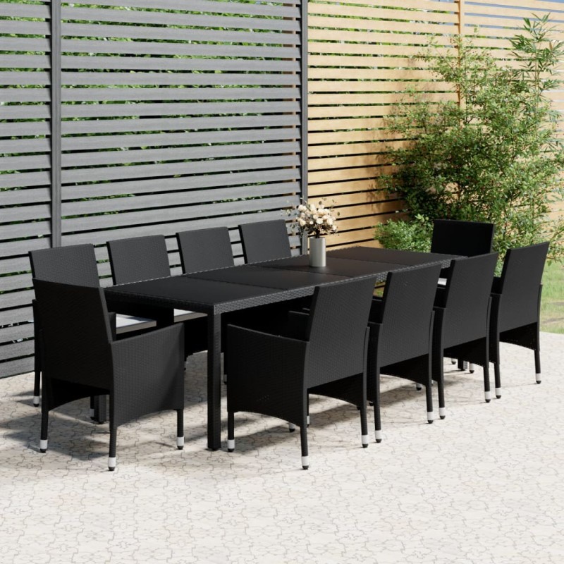 11-tlg. Garten-Essgruppe Poly Rattan Schwarz 11-tlg. Garten-Essgruppe Poly Rattan Schwarz