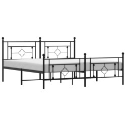 vidaXL Bettgestell mit Kopf- und Fußteil Metall Schwarz 183x213 cm