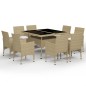 9-tlg. Garten-Essgruppe Poly Rattan und Glas Beige 9-tlg. Garten-Essgruppe Poly Rattan und Glas Beige