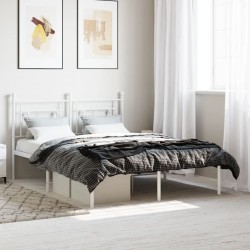 vidaXL Bettgestell mit Kopfteil Metall Weiß 140x190 cm
