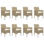 9-tlg. Garten-Essgruppe Poly Rattan und Glas Beige 9-tlg. Garten-Essgruppe Poly Rattan und Glas Beige