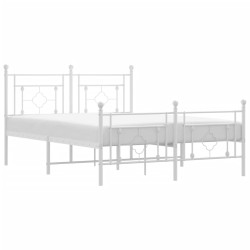 vidaXL Bettgestell mit Kopf- und Fußteil Metall Weiß 135x190 cm