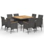 vidaXL 9-tlg. Garten-Essgruppe Poly Rattan und Akazienholz Grau vidaXL 9-tlg. Garten-Essgruppe Poly Rattan und Akazienholz Grau
