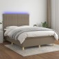 vidaXL Boxspringbett mit Matratze & LED Taupe 140x200 cm Stoff vidaXL Boxspringbett mit Matratze & LED Taupe 140x200 cm Stoff