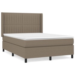 vidaXL Boxspringbett mit Matratze Taupe 140x190 cm Stoff