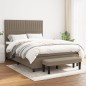 vidaXL Boxspringbett mit Matratze Taupe 140x190 cm Stoff vidaXL Boxspringbett mit Matratze Taupe 140x190 cm Stoff