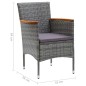 vidaXL 9-tlg. Garten-Essgruppe Poly Rattan und Akazienholz Grau vidaXL 9-tlg. Garten-Essgruppe Poly Rattan und Akazienholz Grau
