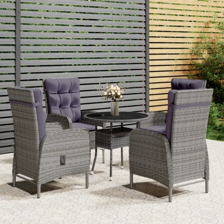 vidaXL 5-tlg. Garten-Bistro-Set Poly Rattan Grau