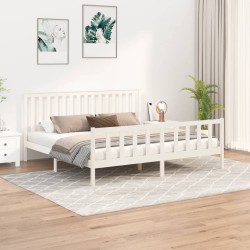 vidaXL Massivholzbett mit Kopfteil Weiß 180x200 cm Kiefer