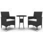vidaXL 3-tlg. Garten-Essgruppe Poly Rattan Schwarz vidaXL 3-tlg. Garten-Essgruppe Poly Rattan Schwarz