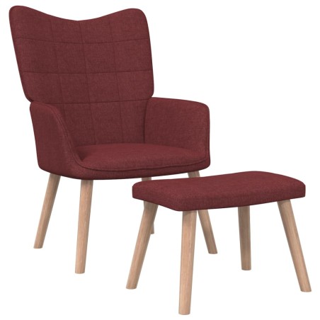 vidaXL Relaxsessel mit Hocker Weinrot Stoff