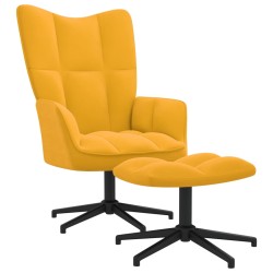 vidaXL Relaxsessel mit Hocker Senfgelb Samt