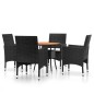 5-tlg. Garten-Essgruppe Poly Rattan Schwarz 5-tlg. Garten-Essgruppe Poly Rattan Schwarz