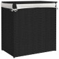 vidaXL Wäschekorb mit 2 Fächern Schwarz 53x35x57 cm Poly Rattan vidaXL Wäschekorb mit 2 Fächern Schwarz 53x35x57 cm Poly Rattan