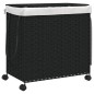 vidaXL Wäschekorb mit Rollen Schwarz 60x35x60,5 cm Rattan vidaXL Wäschekorb mit Rollen Schwarz 60x35x60,5 cm Rattan