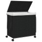 vidaXL Wäschekorb mit Rollen Schwarz 60x35x60,5 cm Rattan vidaXL Wäschekorb mit Rollen Schwarz 60x35x60,5 cm Rattan