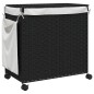 vidaXL Wäschekorb mit Rollen Schwarz 60x35x60,5 cm Rattan vidaXL Wäschekorb mit Rollen Schwarz 60x35x60,5 cm Rattan