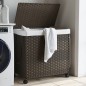 vidaXL Wäschekorb mit Rollen Dunkelbraun 60x35x60,5 cm Rattan vidaXL Wäschekorb mit Rollen Dunkelbraun 60x35x60,5 cm Rattan