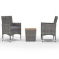 3-tlg. Bistro-Set Poly Rattan und Akazienholz Grau 3-tlg. Bistro-Set Poly Rattan und Akazienholz Grau
