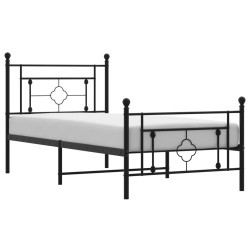 vidaXL Bettgestell mit Kopf- und Fußteil Metall Schwarz 90x200 cm