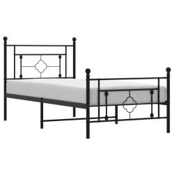 vidaXL Bettgestell mit Kopf- und Fußteil Metall Schwarz 100x200 cm