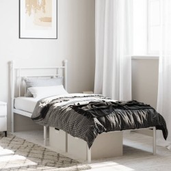 vidaXL Bettgestell mit Kopfteil Metall Weiß 75x190 cm