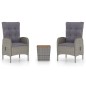3-tlg. Bistro-Set Poly Rattan und Akazienholz Grau 3-tlg. Bistro-Set Poly Rattan und Akazienholz Grau