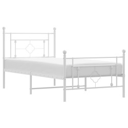 vidaXL Bettgestell mit Kopf- und Fußteil Metall Weiß 100x190 cm