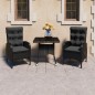3-tlg. Garten-Essgruppe Poly Rattan und Glas Schwarz 3-tlg. Garten-Essgruppe Poly Rattan und Glas Schwarz