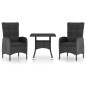 3-tlg. Garten-Essgruppe Poly Rattan und Glas Schwarz 3-tlg. Garten-Essgruppe Poly Rattan und Glas Schwarz