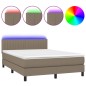 vidaXL Boxspringbett mit Matratze & LED Taupe 140x190 cm Stoff vidaXL Boxspringbett mit Matratze & LED Taupe 140x190 cm Stoff