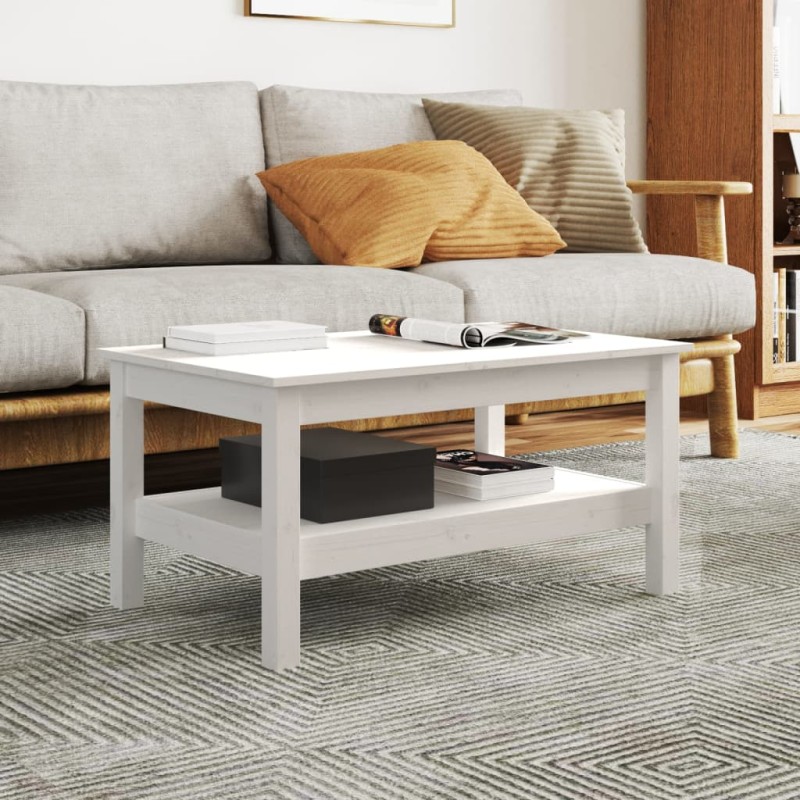 vidaXL Couchtisch Weiß 80x50x40 cm Massivholz Kiefer vidaXL Couchtisch Weiß 80x50x40 cm Massivholz Kiefer