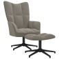 vidaXL Relaxsessel mit Hocker Hellgrau Samt vidaXL Relaxsessel mit Hocker Hellgrau Samt