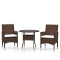 vidaXL 3-tlg. Garten-Essgruppe Poly Rattan Braun vidaXL 3-tlg. Garten-Essgruppe Poly Rattan Braun