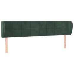 vidaXL Kopfteil mit Ohren Dunkelgrün 203x23x78/88 cm Samt