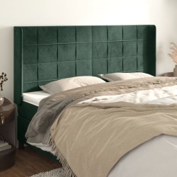 vidaXL Kopfteil mit Ohren Dunkelgrün 203x16x118/128 cm Samt
