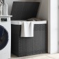 vidaXL Wäschekorb mit 2 Fächern Grau 53x35x57 cm Poly Rattan vidaXL Wäschekorb mit 2 Fächern Grau 53x35x57 cm Poly Rattan