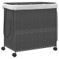 vidaXL Wäschekorb mit Rollen Grau 60x35x60,5 cm Rattan vidaXL Wäschekorb mit Rollen Grau 60x35x60,5 cm Rattan
