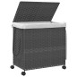 vidaXL Wäschekorb mit Rollen Grau 60x35x60,5 cm Rattan vidaXL Wäschekorb mit Rollen Grau 60x35x60,5 cm Rattan